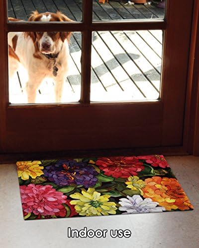 Декоративна подложка за пода Toland Home Garden Zippy с цинниями 18 x 30 см, цветна подложка с пъстър цветен