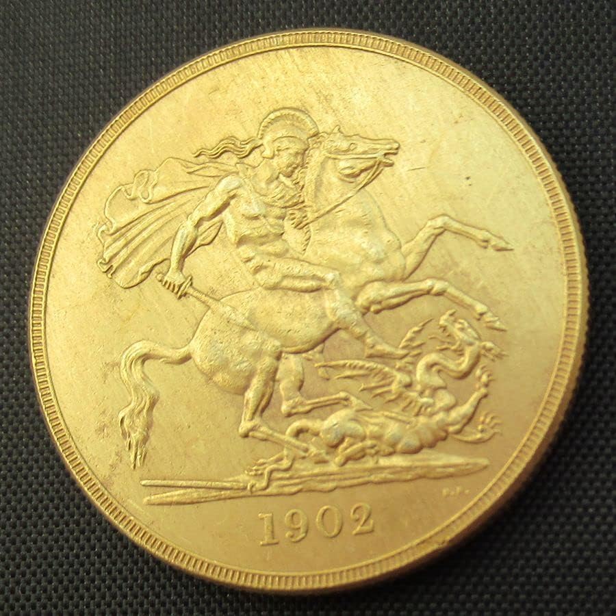 Британска Възпоменателна Монета на стойност £ 5 1902 г., Чуждестранна Копие, Златна Възпоменателна Монета