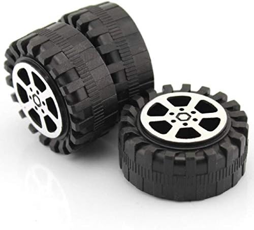 4шт на Модела Автомобилни Колела 42 мм Пластмасови Играчки на Колела, DIY Черен цвят за Вала 2 мм