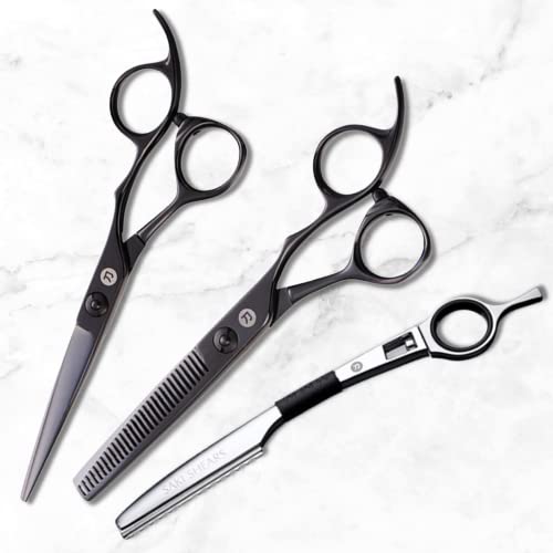 Saki Shears Katana Набор от професионални японски ножици за коса с черна тапицерия - 6 инча - Включва ножици