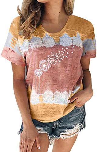 Жена Топ Дълга Дамска Лятна Тениска С кръгло деколте, Блузи, Ежедневни Модерна Туника Свободно, Намаляване,