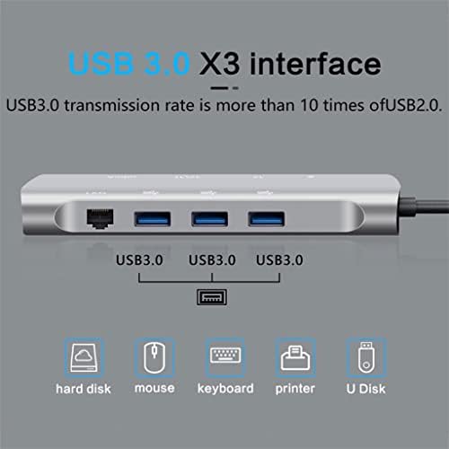 XXXDXDP Тип C-Съвместим адаптер 4K 30Hz RJ-45 на USB 3.0 Тип C-hub докинг станция за лаптоп Pro Air Сплитер