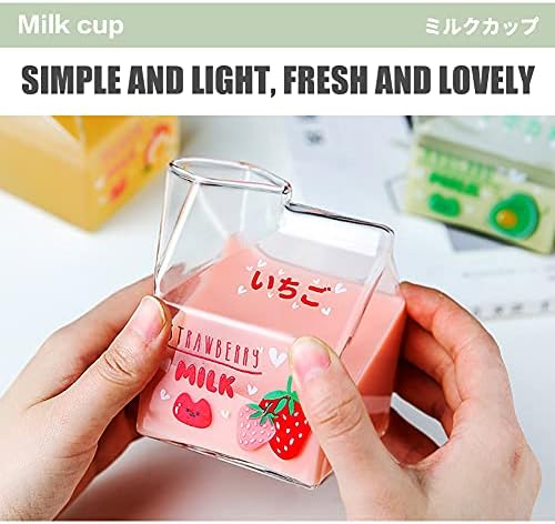 Blsky Kawaii Стъклена Чаша За мляко, която е Подходяща за микровълнова фурна, 12 Грама Сладки, Чаши За Мляко,