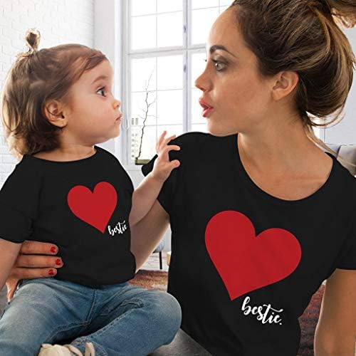 Kehen - Дрехи за родители и Деца, Семейна дрехи, Памучен Тениска с къс ръкав и принтом във формата на Сърце