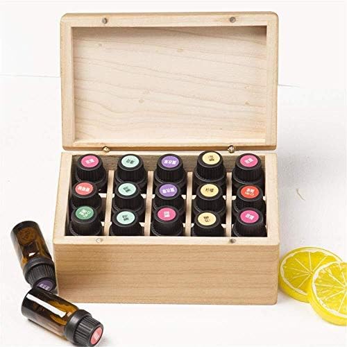 ZYM205 15 Слота Дървена Кутия за Етерични Масла Органайзер за Съхранение на Дисплея Пътна Представяне (Цвят: