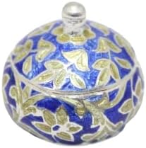 Бижута на Раджастан Эмалированная сребърна финансирани 925 сребро, жълто-синя перегородчатая ръчно гравиране