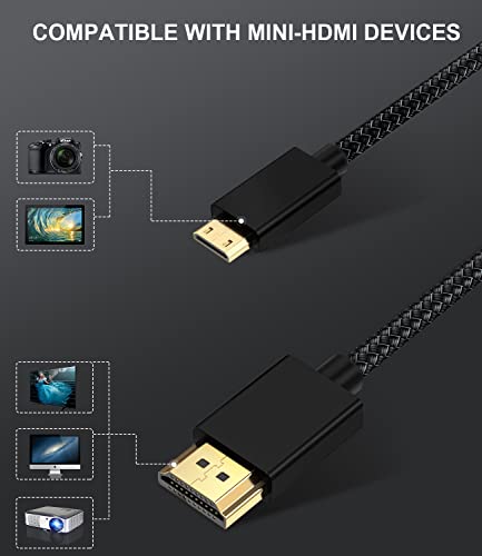 Кабел Elebase Mini HDMI-HDMI 15 фута, 4K 60Hz Mini HDMI Кабел, Съвместим с slr фотоапарат, видео Камера, графична