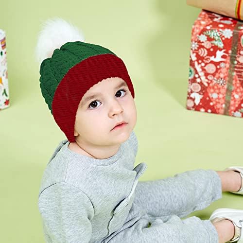 Коледна Вязаная капачка LOVEIFE за дете, Коледна Детска Вязаная шапка за деца от 0 до 3 години (зелена)