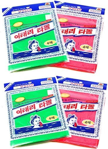 Азиатската Отшелушивающая Гъба За Вана, 8 бр - Червено и Зелено, 2 опаковки