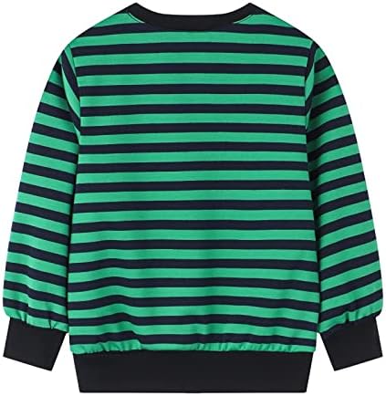 IFOTIME/ Базова тениска с дълъг ръкав за малки момичета и момчета, Ежедневни тениски с принтом райе, Ризи (Зелен