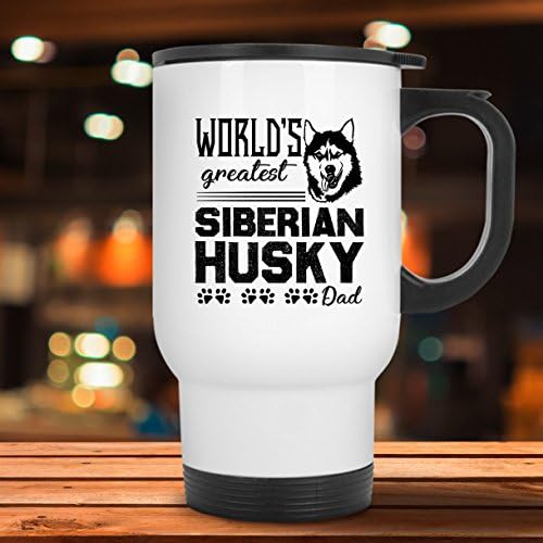 Пътна чаша за баща Сибирски Хъски, Дизайнерски Кафе чаши (Бяла чаша)