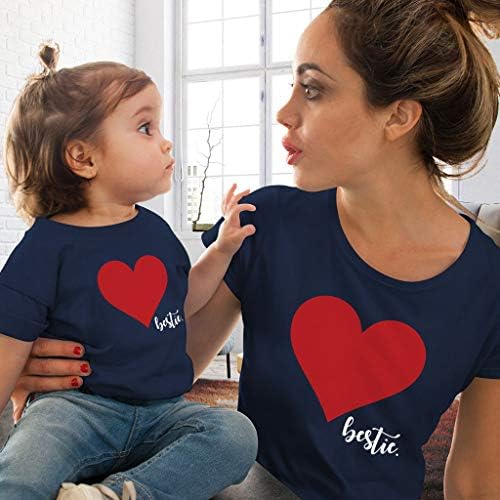 Kehen - Дрехи за родители и Деца, Семейна дрехи, Памучен Тениска с къс ръкав и принтом във формата на Сърце