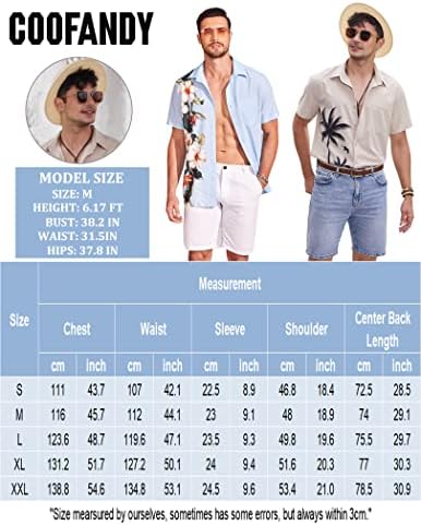 Мъжки Плажни Ризи COOFANDY, Хавайска Риза с Къс ръкав, Ризи с Копчета с Принтом и Джоб