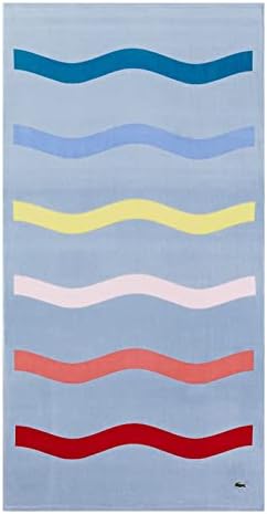 Плажна кърпа Lacoste Kane от памук, 36 W x 72 L, Светло синьо /Мулти