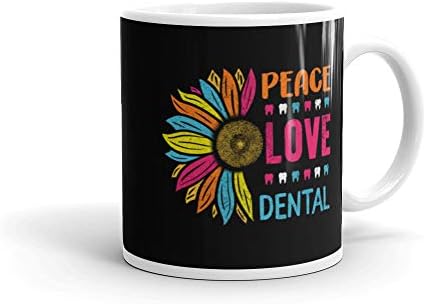 RDH, Стоматологичен Риза Peace Love, Стоматологичен Тениска, Стоматологичен Бяла гланцова чаша 3