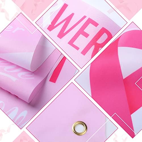 Голяма Розова Панделка, Хартиени ленти за Дарения, 2 бр., Банер за информиране за рака на гърдата, Розови Дървени