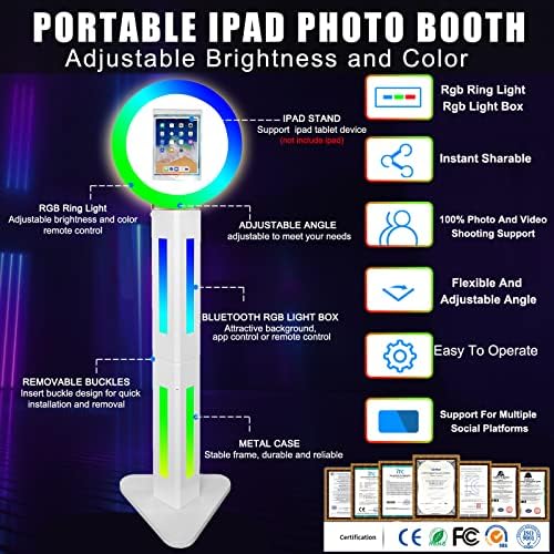 Преносима Фотобудка Diandian за 12,9 Ipad Pro, Станция за Селфи Photobooth в метален корпус с RGB подсветка,