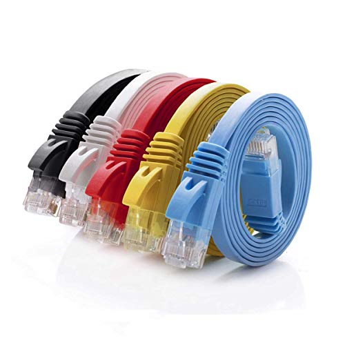 Ethernet кабел Cat 5 6 фута (5 бр.) (цена Cat5e, но с по-висока пропускателна способност) Плосък мрежов кабел