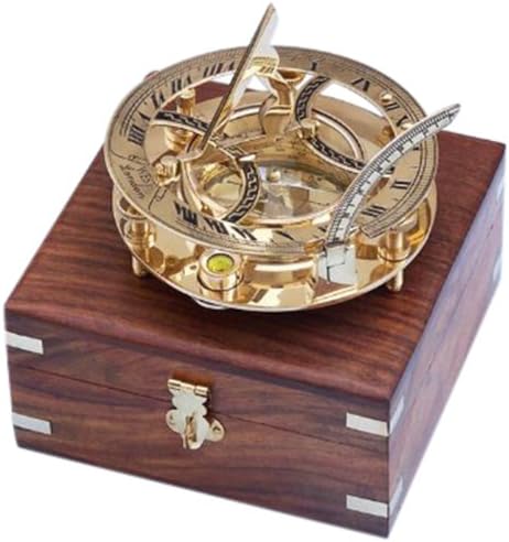 Компас Слънчевия часовник Hampton Морски от масивен Месинг с Ресурс от Палисандрово Дърво, Месинг