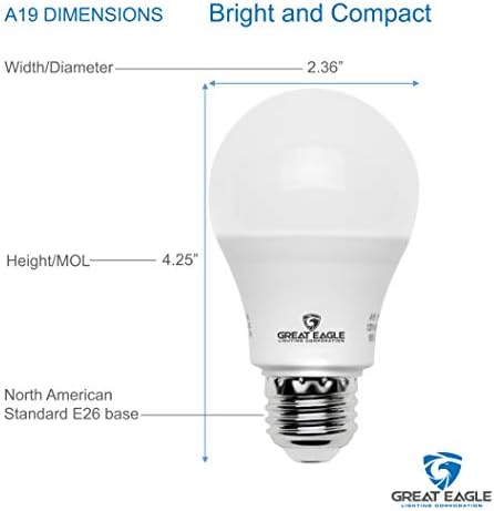 Led лампа Great Eagle Lighting Corporation A19, 12 W (еквивалент на 75 W) е в списъка на UL, 2700 К (топла бяла