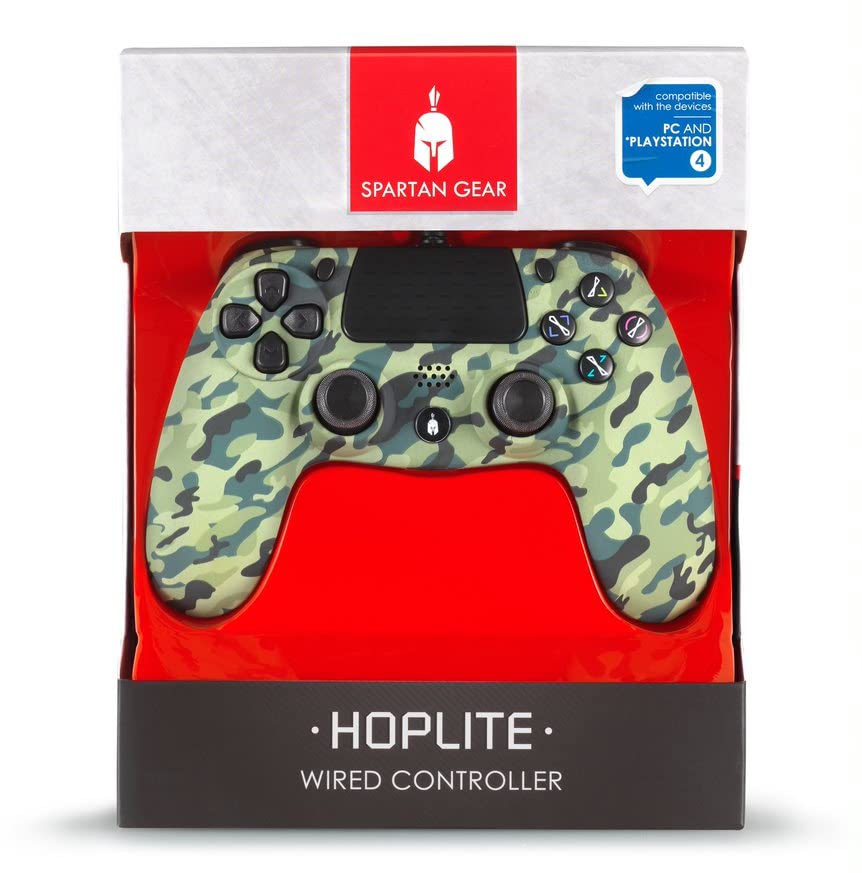 Spartan Gear - жичен контролер Hoplite (съвместима с PC и Playstation 4) (цвят: Зелен камуфлаж)