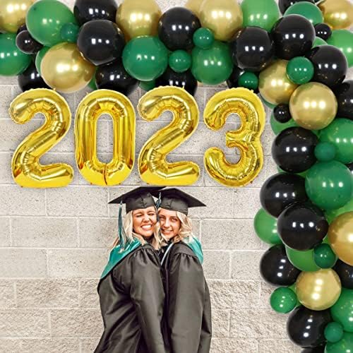 Декорация за абитуриентски 2023, Зелено и черно Злато, Випуск 2023, Определени за Арка с Венец от балони - Поздравительный
