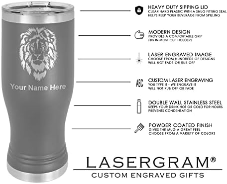Чаша Пилснер LaserGram 14 грама с Вакуумна Изолация, Пеперуди, В комплект Персонални Гравиране (Сив)