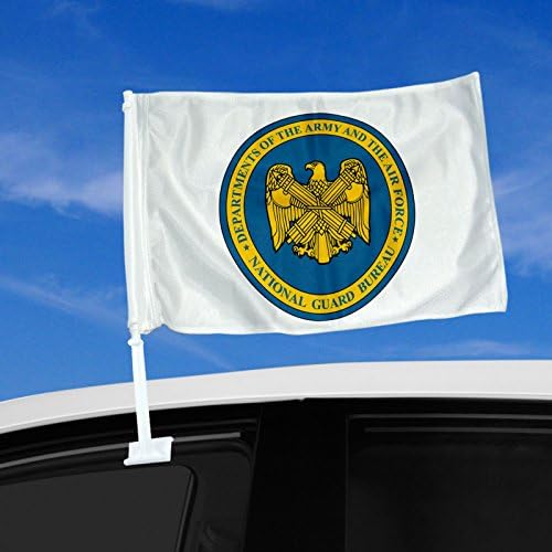 Двупосочен автомобилен флаг - 12 x 15 с участието на Бюрото на Националната гвардия на САЩ, печат - здрав и