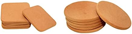 Комбинирана опаковка Happie Пазаруване от 12 (6 кръгли и 6 кв.) МДФ Прости Дървени Каботажните за домашен декор