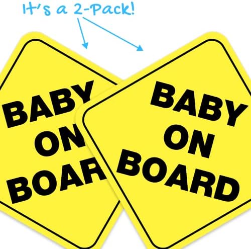 Стикер Stickios Baby on Board за автомобили - Залепен навсякъде, включително и прозорци - Хубава сменяем знак