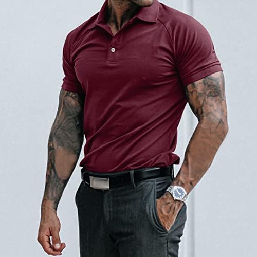 Мъжки Компресия Бизнес Polo Ризи са на 1/4 Копчета, Външни Рокли, Тениски в стил Мозайка с Къс ръкав