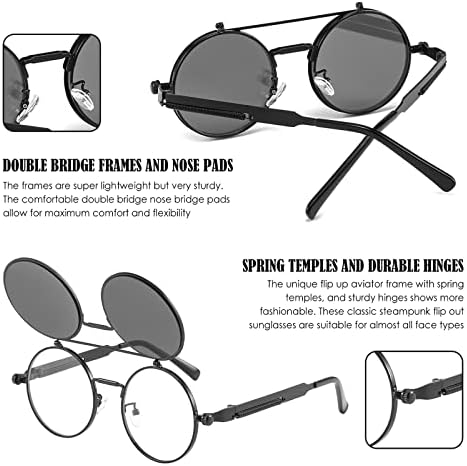 Dollger Сгъваеми Слънчеви Очила Мъжки Дамски Поляризирани Очила в стил Steampunk с Двойни Лещи