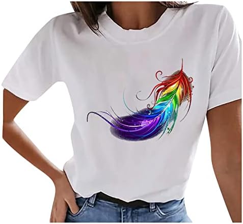Мъжка Тениска за Момичета, Лятна Есенна Модна Тениска с Къс Ръкав и Кръгло Деколте, Графична Реколта Блуза за
