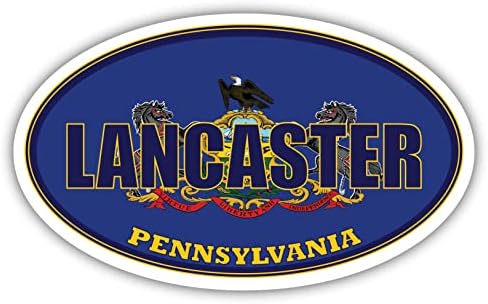 Ланкастър Сити Флаг на щата Пенсилвания | PA Флаг Окръг Ланкастър Овална форма Цвят на щата Стикер Върху Бронята