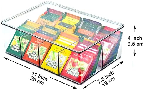 Youngever Голям Пластмасов Органайзер за чаени пакетчета с Капаци, за многократна употреба Контейнер За съхранение