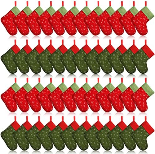 Малки Коледни Чорапи, 7-Инчов карти за Подаръци, Притежателите на Трапезно сребро, Червено-Зелени Мини-Коледни