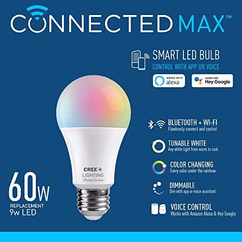 Интелигентен led крушка Cree Lighting Connected Max A19 мощност 60 W, с възможност за настройка на белия цвят,