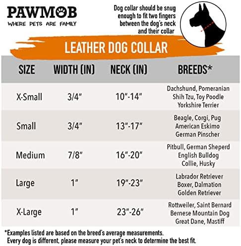 Нашийник за кучета от естествена кожа премиум-клас PawMob (произведено в САЩ), Мека и Податливая Естествена