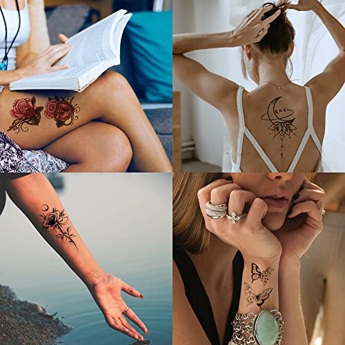 50 Листа, Устойчиви на Временни Татуировки за Жени, Момичета Водоустойчиви Реалистични Животни Пеперуда Русалка