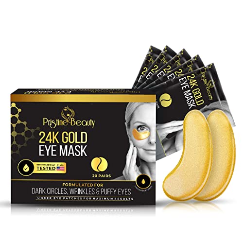 Маска за очи Прищина Beauty 24-каратово Злато Eye Mask - 20 двойки от отоци под очите, тъмни кръгове, бръчки