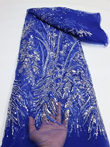 XMTXZYM 5 Ярда Дантела тъкани от тюл с пайети и мъниста за шивашки Вечерна рокля (на Цвят: D, размер: 5 ярда)