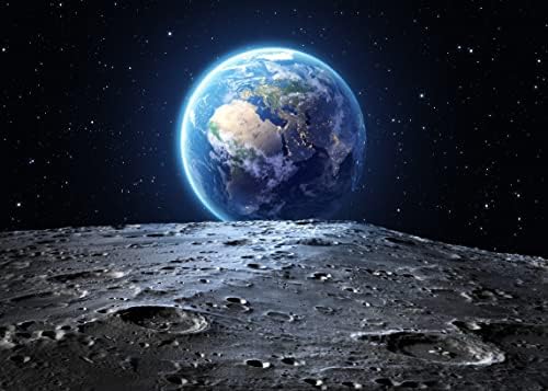 BELECO 12x8ft Текстилен Космически Фон Вселенски Фон на Повърхността на Земята и Луната, Предоставена от НАСА