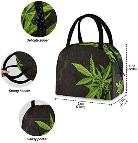 Случайна чанта за обяд Дамски - Листа марихуана Големи Запечатани Торби за Обяд с плечевыми ремъци за работещи