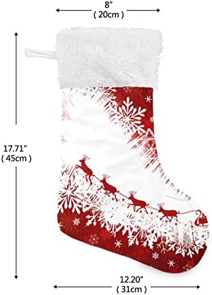 Коледни чорапи ALAZA от зебло с дължина 18 инча с Голям коледен елен на Дядо (j3) и плюшени чулками-белезници
