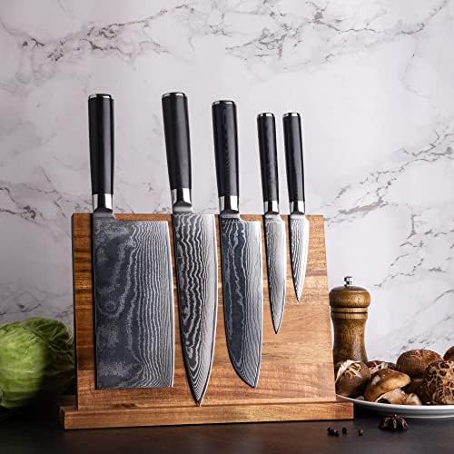 Нож на главния готвач BOAMLONA 8 инча + Разделочный Нож 7 инча + Плодов Нож 3.5 инча - Дамасский Японски Кухненски