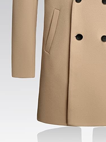 Якета OSHHO за Жени - Мъже, палто с Двубортным яка-лацканом, 1 бр. (Цвят: каки, Размер: Малък)