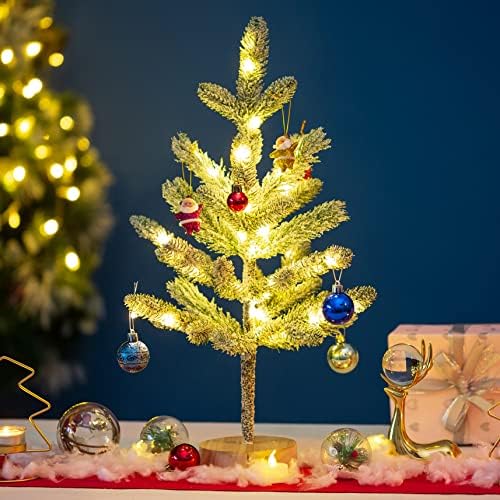 Малката Коледна Елха за настолни Елхи Лампа с 50 светодиодни Лампи Изкуствена Осветени Снежна Бор за настолен