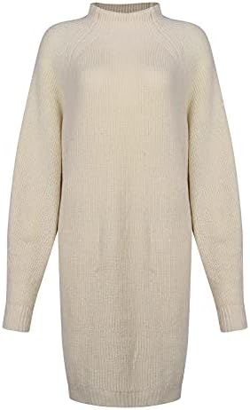 Секси Дълга Рокля-пуловер, Мини-Рокля-Пуловер, Вязаное Рокля-пуловер със средна дължина, с Дълбоко деколте Наполовина,