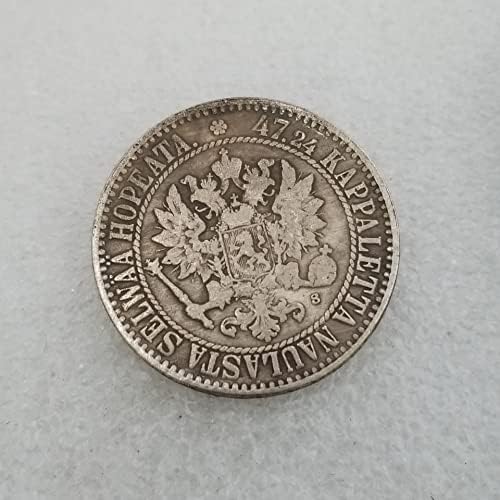 Старинни Занаяти Финландия 1867 Година 2 МАРКИ Сребърен Долар Сребърен през Цялата международна търговска Колекция