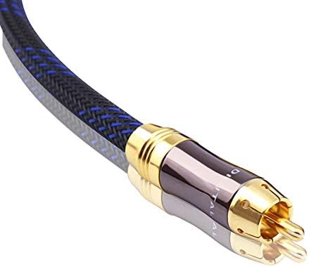 KUYIOHIFI с двойно екраниран (диаметър 8,0 мм) аудио кабел от 1 щепсела RCA до 2 штекеров RCA Кабел за събуфър